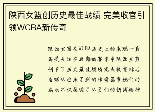 陕西女篮创历史最佳战绩 完美收官引领WCBA新传奇 陕西女篮创历史最佳战绩 完美收官引领WCBA新传奇